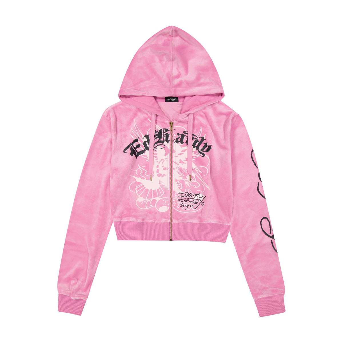 ED HARDY WOMEN PHANTER CROWN VELOUR HOODIE – BLUE CITY NYC