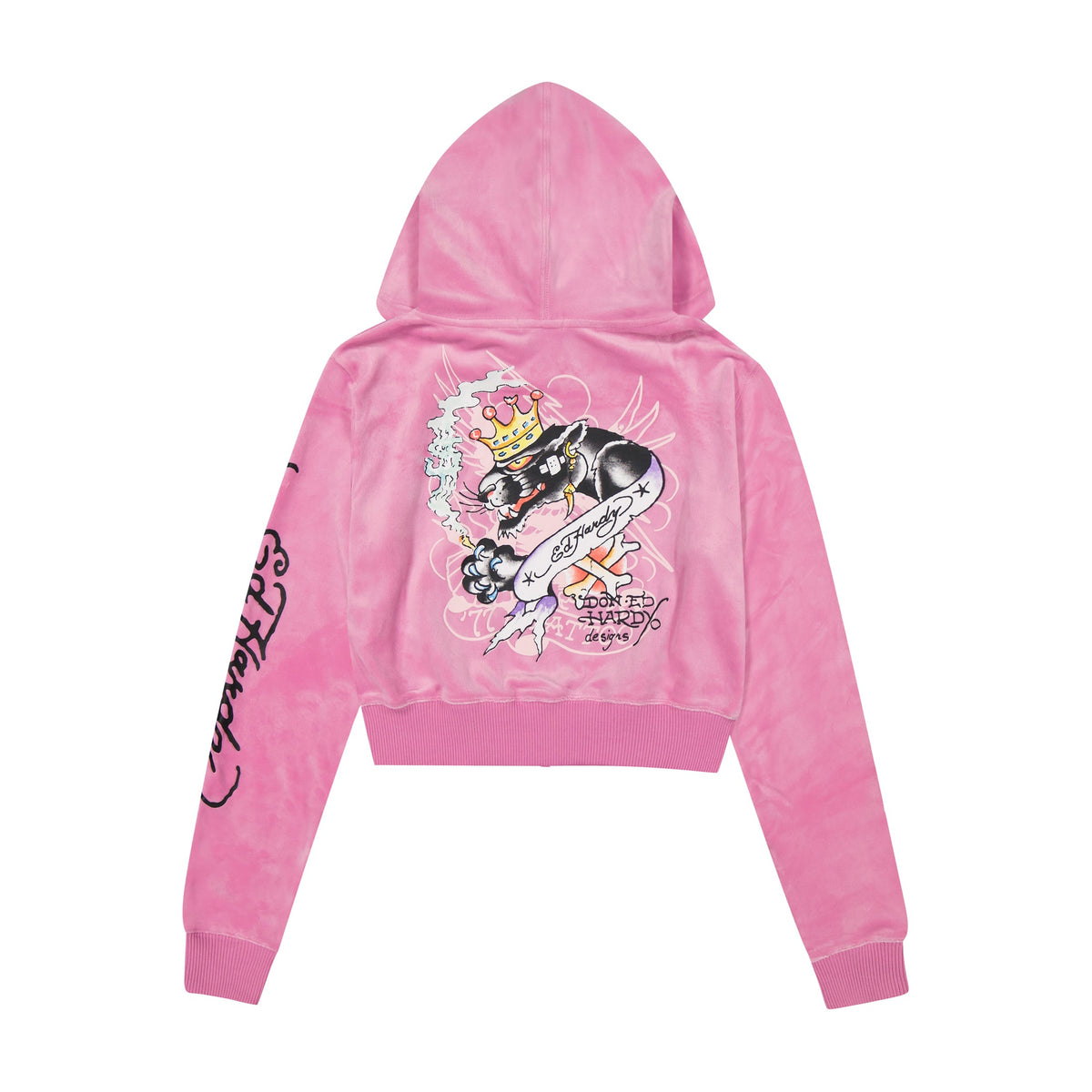 ED HARDY WOMEN PHANTER CROWN VELOUR HOODIE – BLUE CITY NYC