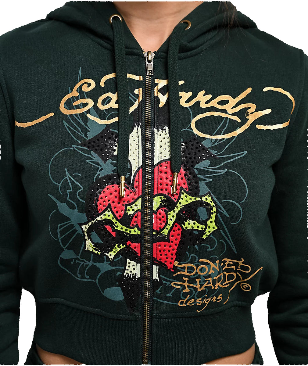 ED HARDY WOMEN SCARED HEART ZIP HOODIE – BLUE CITY NYC