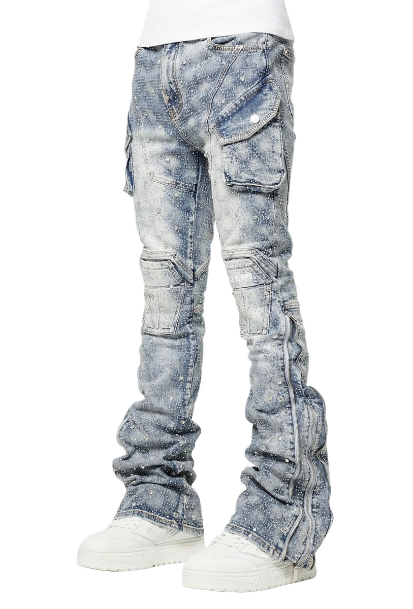 GUAPI COFFIN ARC EMBELISHED DENIM – BLUE CITY NYC
