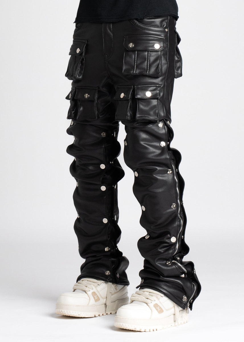 GUAPI モノグラムレザーブラックデニム 32 valabasas mnml GP_LeatherPants_BLK-