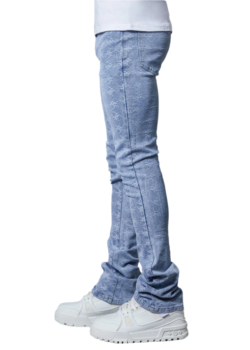PAIN LAB LASER DISTFESSED STACKED DENIM JEANS – BLUE CITY NYC