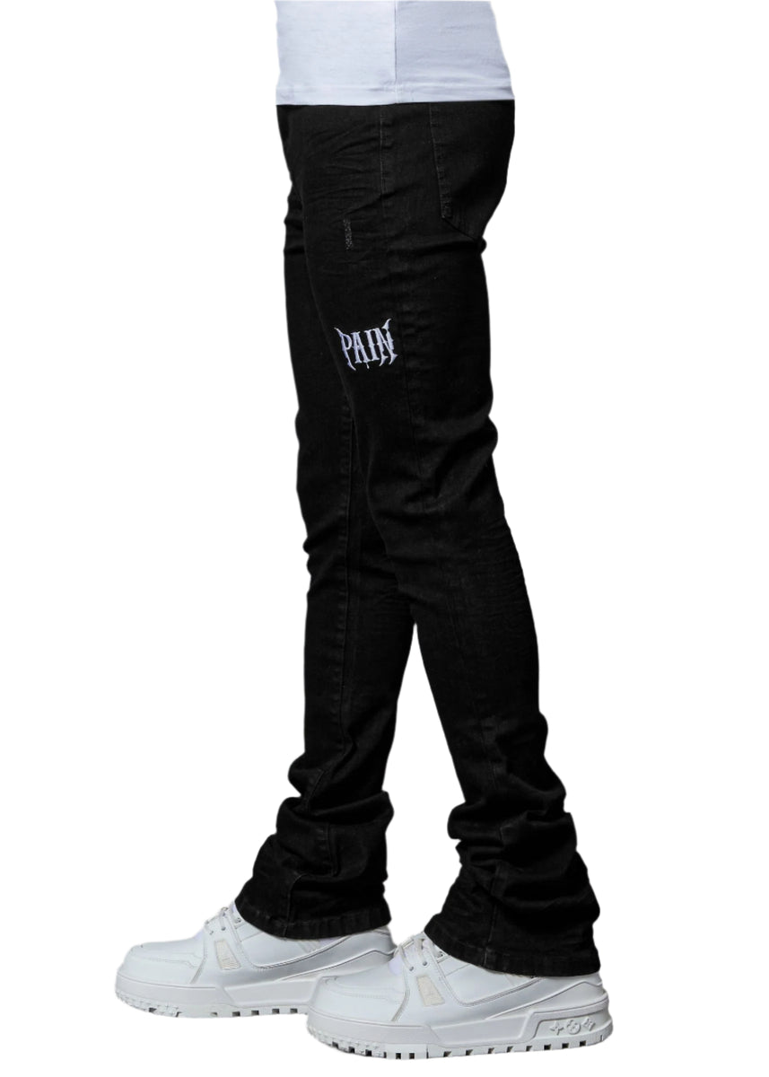 PAIN LAB JET BLACK STACKED DENIM JEANS – BLUE CITY NYC