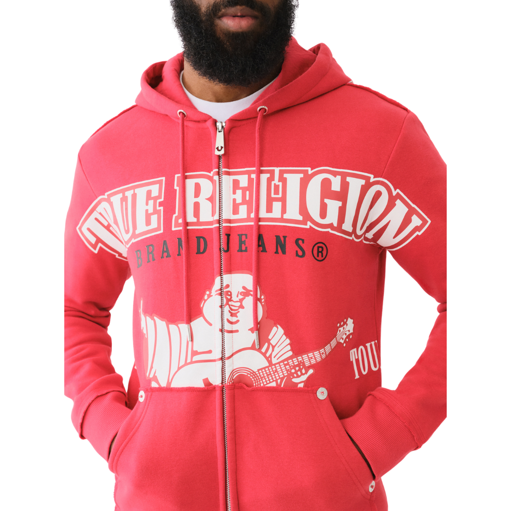 TRUE RELIGION RAW EXAGGERATED ICON ZIP HOODIE BLUE CITY NYC