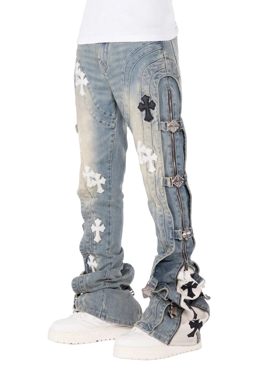 GUAPI VINTAGE BLUE CROSS BUCKLE DENIM – BLUE CITY NYC