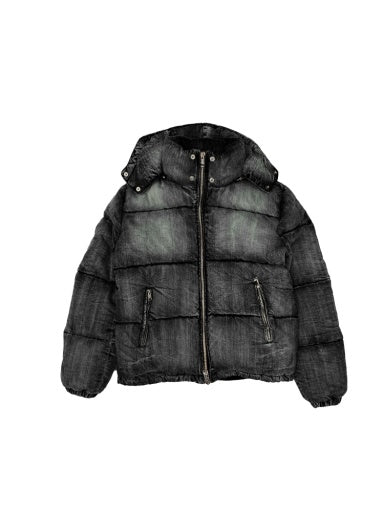 送料無料 新品   JEANS PUFFER JK L PURPLE BRAND DENIM PUFFER JACKET – BLUE CITY NYC