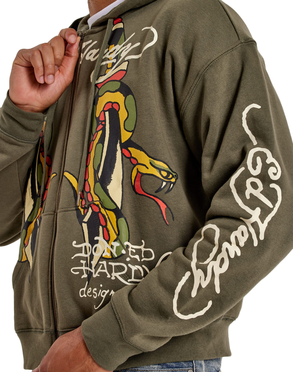 ED HARDY SNAKE BOXY MENS ZIP HOODIE – BLUE CITY NYC