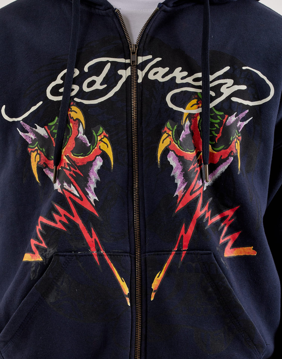 ED HARDY TIGER FLAME BOXY MENS ZIP HOODIE – BLUE CITY NYC