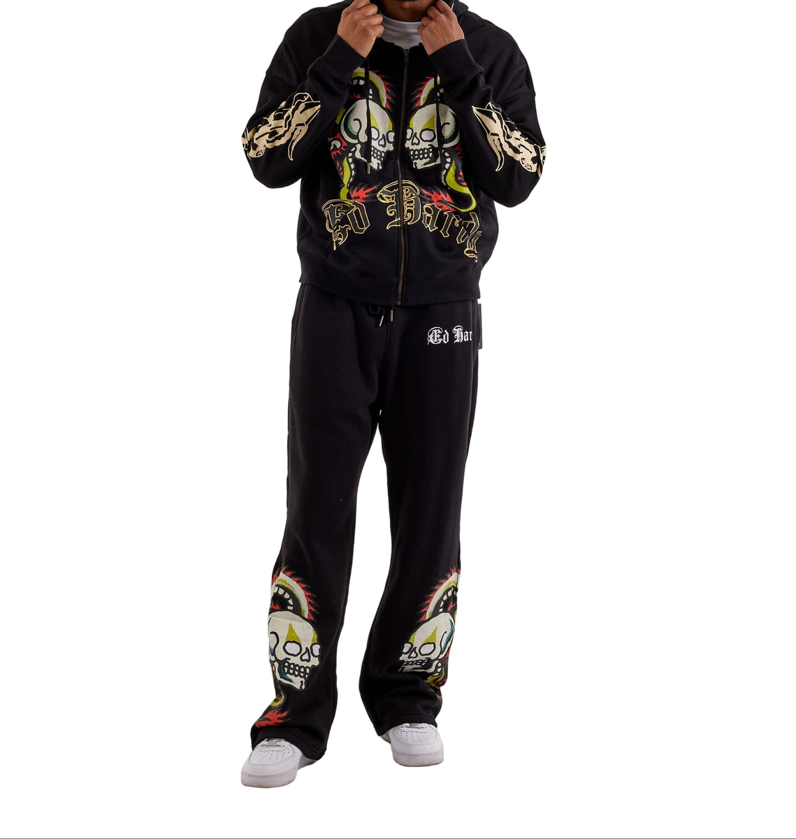 ED HARDY DRAGON SKULLS RHINESTONE ZIP MENS HOODIE – BLUE CITY NYC
