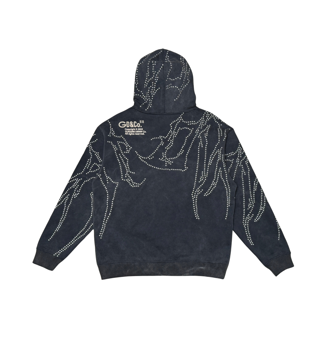 GUNZINII STUDED PULLOVER HOODIE – BLUE CITY NYC