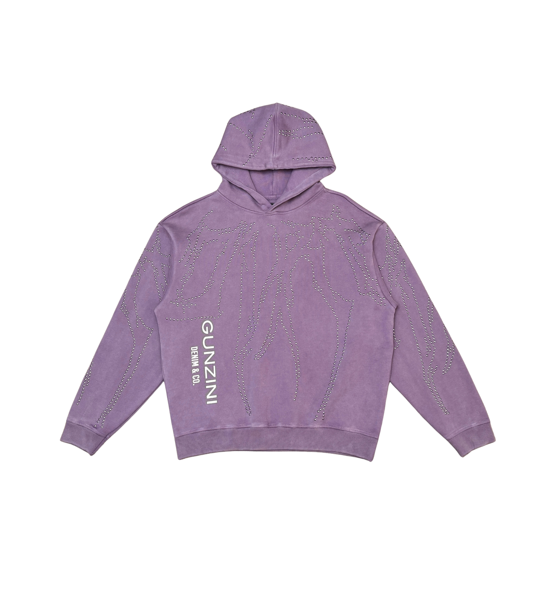 GUNZINII STUDDED PULLOVER HOODIE – BLUE CITY NYC
