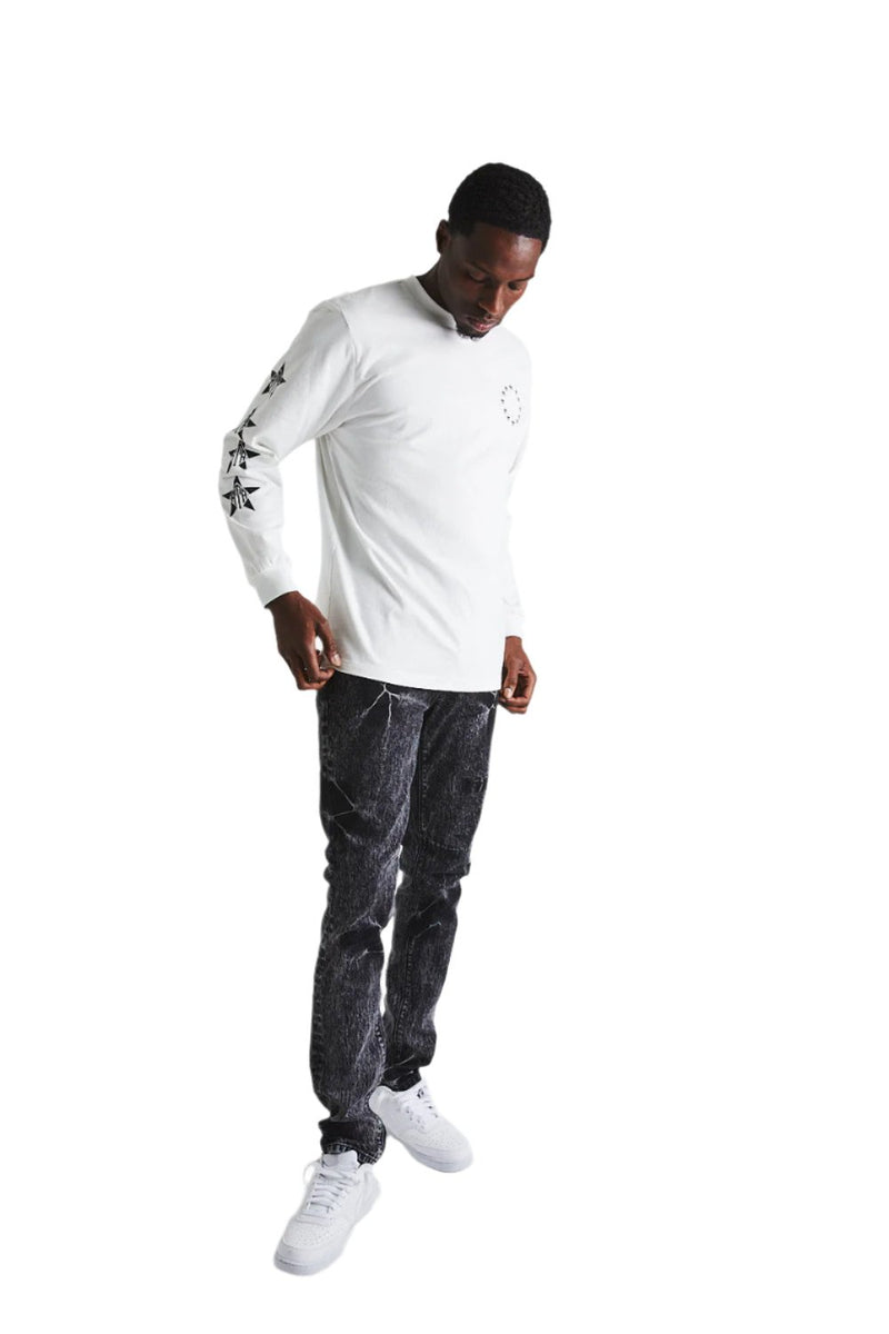 RTA LAWRENCE LONG SLEEVE TEE WHITE BLACK CHERRIES – BLUE CITY NYC