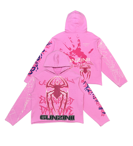 GUNZINII PINK SPYDER PULLOVER HOODIE