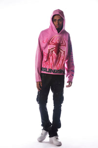 GUNZINII PINK SPYDER PULLOVER HOODIE