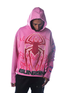 GUNZINII PINK SPYDER PULLOVER HOODIE