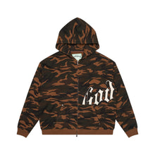 Load image into Gallery viewer, GODSPEED OG LOGO BROWN CAMO ZIP HOODIE