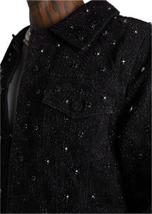 GUAPI ALL BLACK EMBELLISHED DENIM JACKET