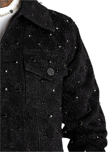 GUAPI ALL BLACK EMBELLISHED DENIM JACKET