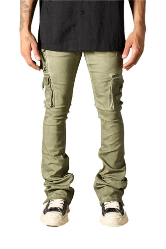 SERENEDE OIL CARGO STACKED JEANS