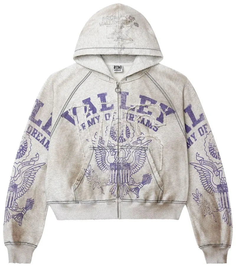 トップス Vale ARMY ZIP UP GREY Vale forever VALE FOREVER ARMY ZIPUP HOODIE – BLUE CITY NYC