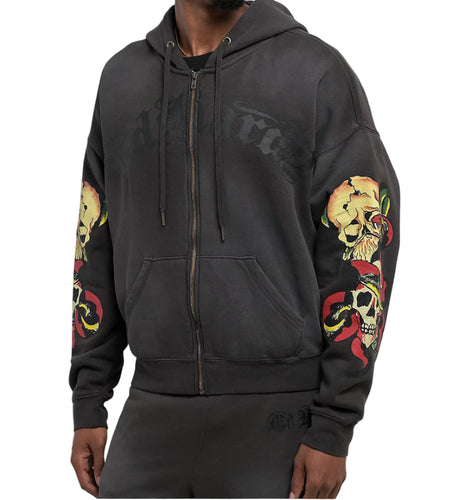ED HARDY SKULLS BOXY ZIP MENS HOODIE