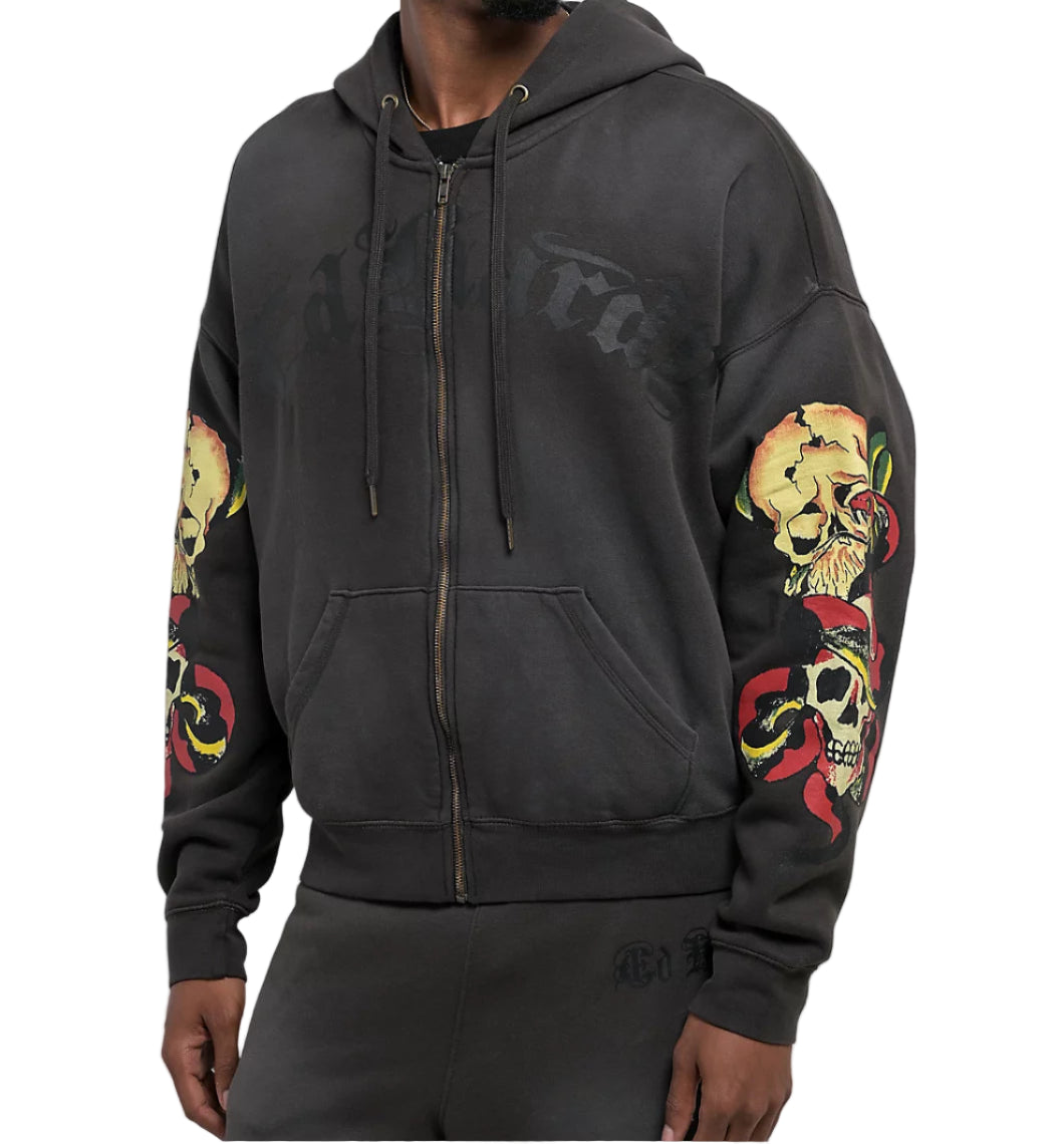 ED HARDY SKULLS BOXY ZIP MENS HOODIE