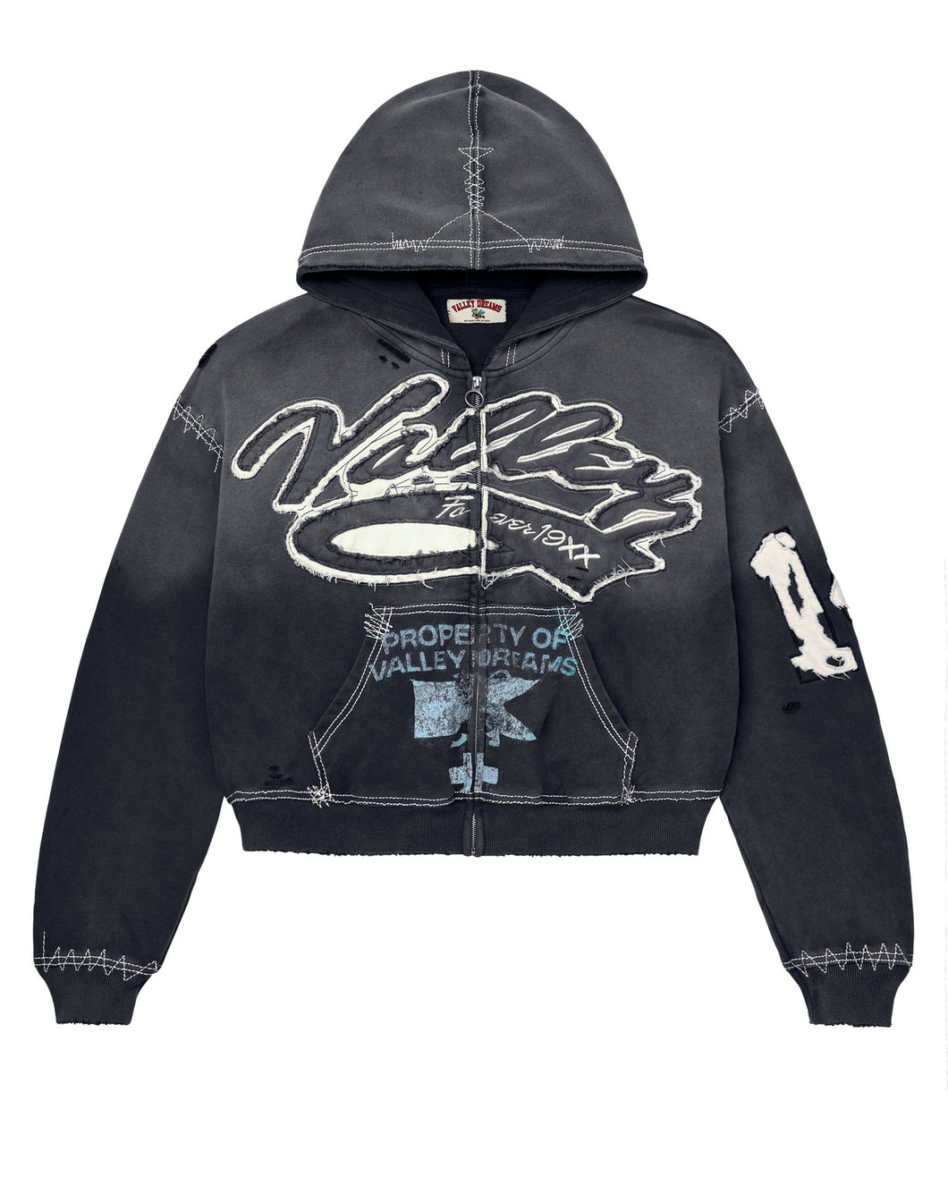 VALE FOREVER RELIGION ZIP UP HOODIE – BLUE CITY NYC