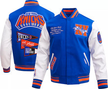 Load image into Gallery viewer, PRO STANDARD  NEW YORK KNICKS RETRO RIP WOOL VARSITY JACKET