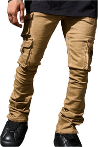 SERENEDE CINNAMON CARGO STACKED JEANS