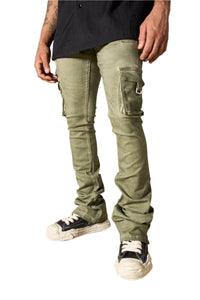 SERENEDE OIL CARGO STACKED JEANS