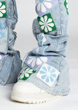 Load image into Gallery viewer, GUAPI AQUA BLUE FLOWERS DENIM