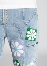 Load image into Gallery viewer, GUAPI AQUA BLUE FLOWERS DENIM