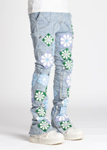 Load image into Gallery viewer, GUAPI AQUA BLUE FLOWERS DENIM