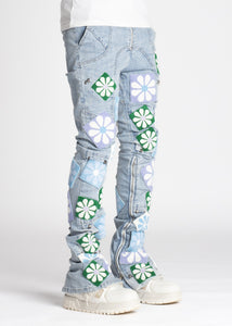 GUAPI AQUA BLUE FLOWERS DENIM