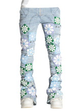 Load image into Gallery viewer, GUAPI AQUA BLUE FLOWERS DENIM