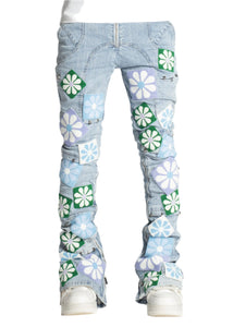 GUAPI AQUA BLUE FLOWERS DENIM