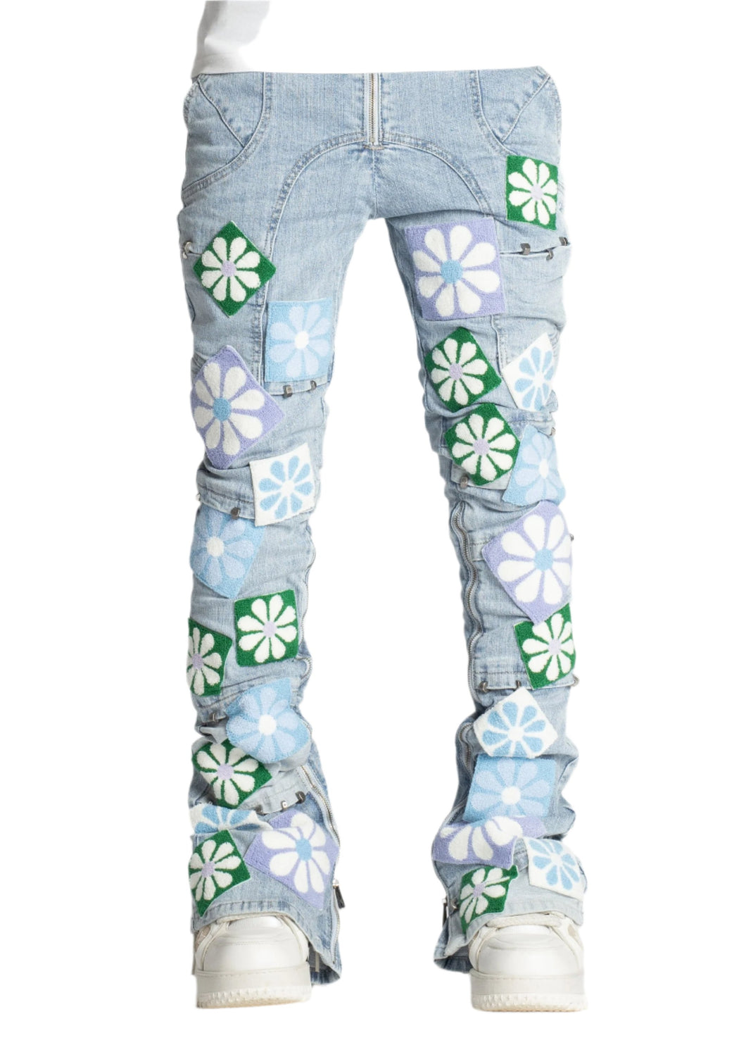 GUAPI AQUA BLUE FLOWERS DENIM