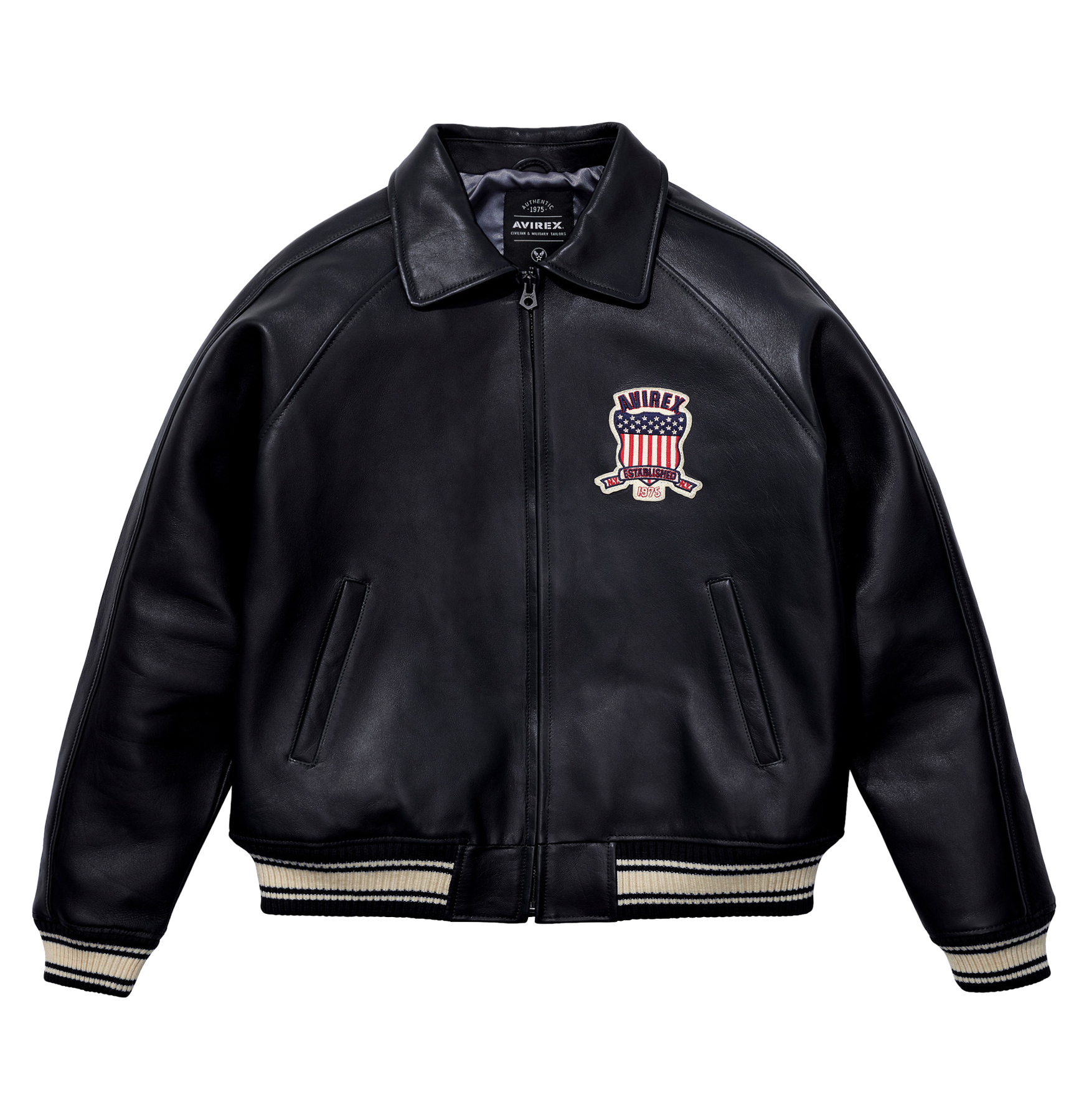 AVIREX LEATHER ICON JACKET – BLUE CITY NYC