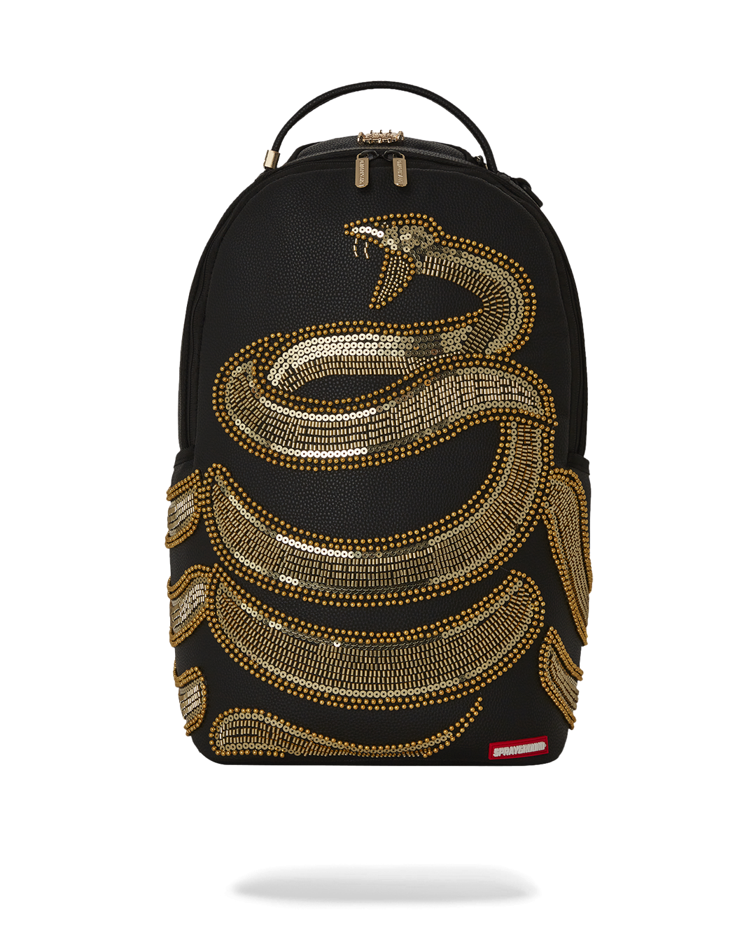 Black Backpack with Snake-Print Accent and Gold Hardware SNAKE MINI BACKPACK - MAJOVE – Vedora main image 4