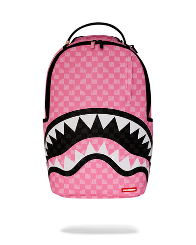 SPRAYGROUND PINK AND BLACK DRIP CHECK BACKPACK