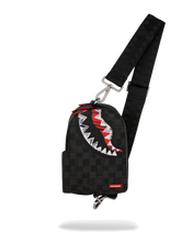 Load image into Gallery viewer, SPRAYGROUND MIDNIGHT SHADOW SCREBBLE SHARK SLING BAG