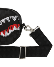 Load image into Gallery viewer, SPRAYGROUND MIDNIGHT SHADOW SCREBBLE SHARK SLING BAG