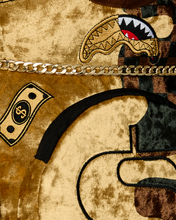 Load image into Gallery viewer, SPRAYGROUND SHARKS IN PARIS GOLD DRIP MONEYBEAR BACKPACK