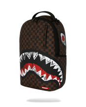 Load image into Gallery viewer, SPRAYGROUND MIDNIGHT SHADOW SHARKS IN PARIS BROWN BACKPACK B9723