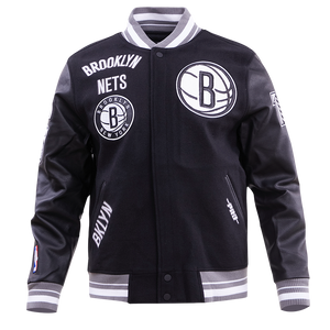 PRO STANDARD  BROOKLYN NETS CLASSIC RIP WOOL VARSITY JACKET