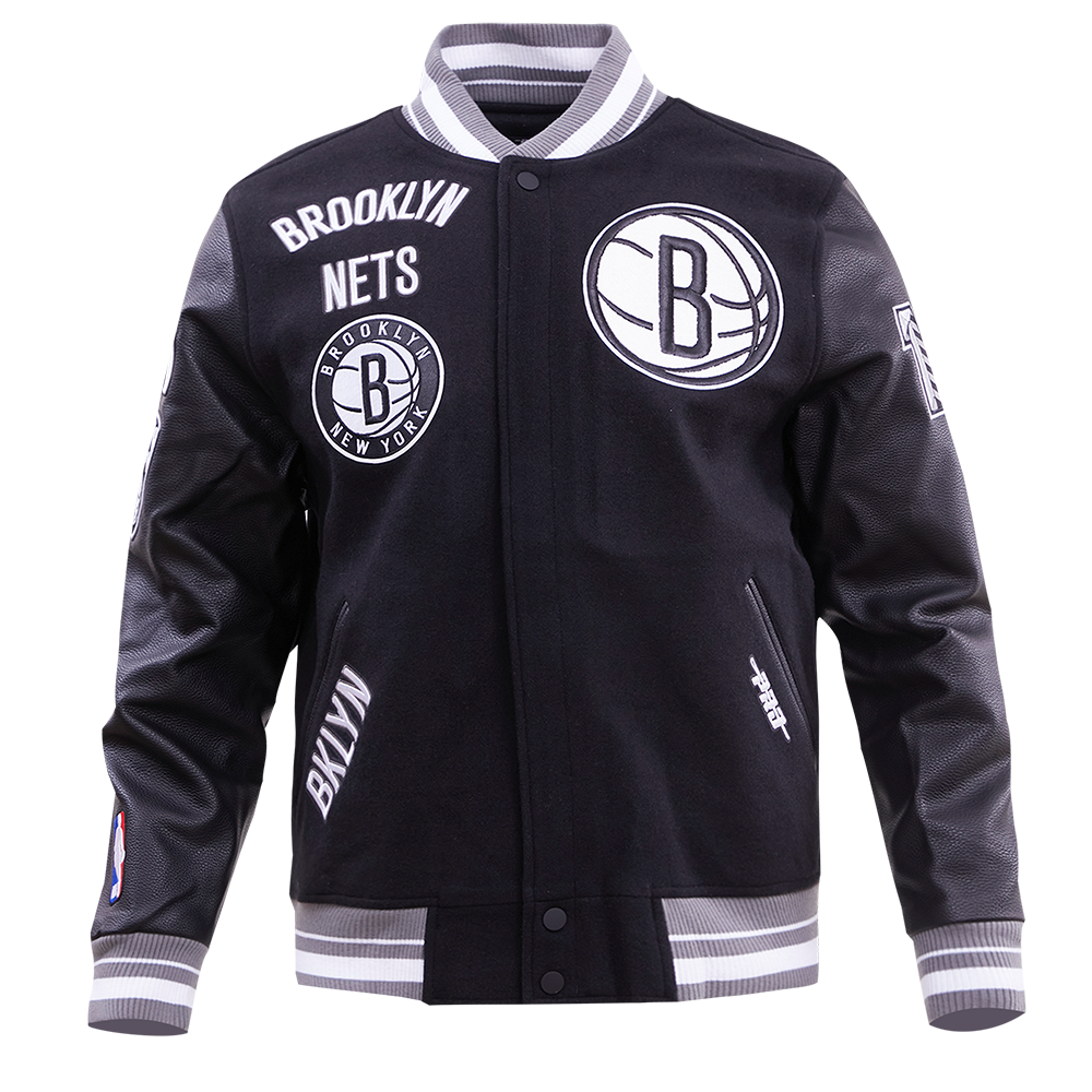 PRO STANDARD  BROOKLYN NETS CLASSIC RIP WOOL VARSITY JACKET