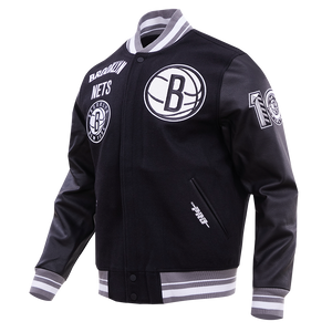 PRO STANDARD  BROOKLYN NETS CLASSIC RIP WOOL VARSITY JACKET