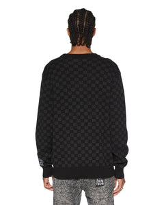 KSUBI BOX KNIT CREW SWEATER WASHED BLACK