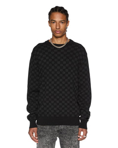 KSUBI BOX KNIT CREW SWEATER WASHED BLACK