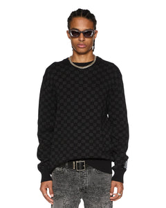 KSUBI BOX KNIT CREW SWEATER WASHED BLACK